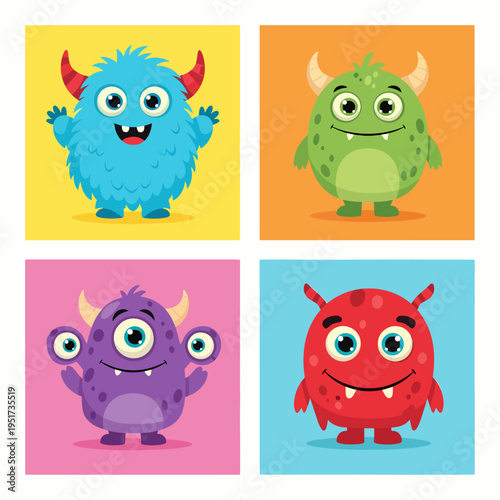 Silly cartoon beasts with exaggerated faces and bright vibrant colors
