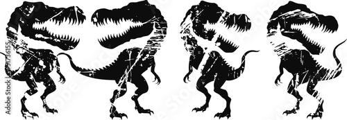 vintage dinosaur skeleton illustration set t rex fossil bones in different views prehistoric reptile anatomy drawing