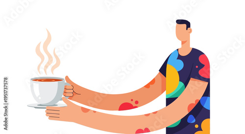 Creative professional practicing workplace wellness with a mindful coffee break to enhance productivity and corporate culture