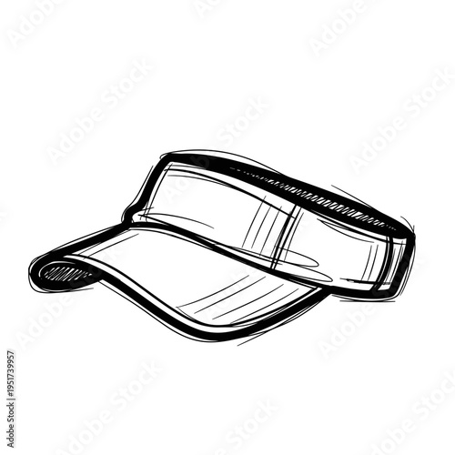 Hand Drawn Running Visor Cap Vector Illustration Lightweight Sports Sun Visor Hat For Marathon And Outdoor Training Sketch Style