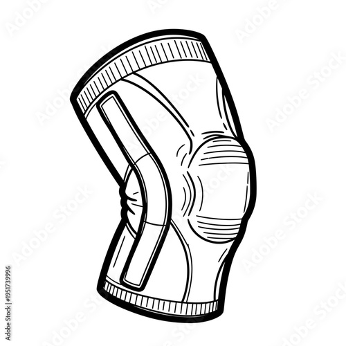 Hand Drawn Knee Support Brace Vector Illustration Elastic Knee Pad Sports Injury Protection Orthopedic Compression Sleeve Sketch Style