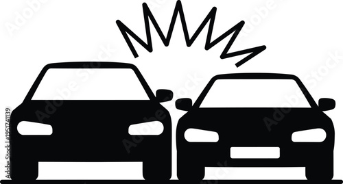 Two cars colliding with sparks flying in a dramatic accident illustration