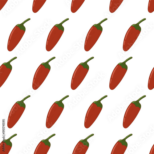 hand drawn chilli pepper seamless pattern, doodle chilli pattern background