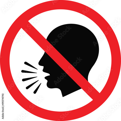 Fotografija Prohibition sign indicating no talking or shouting allowed in certain areas