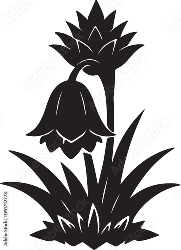 Bromelia Bell Flower Icon – Vector Illustration