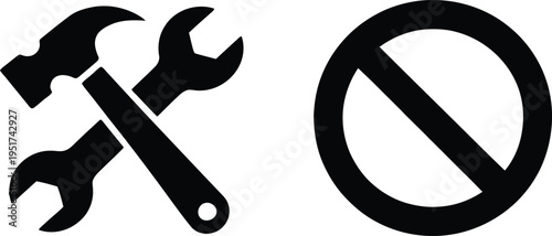 No modifications allowed symbol featuring crossed-out wrench and screwdriver