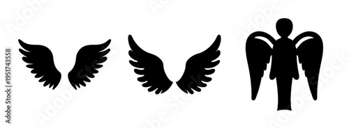 Angel wings vector silhouette collection for diy crafts and design projects, angel silhouette