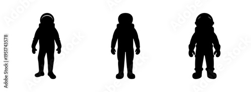Silhouette astronaut spaceman in space suit vector illustration graphic design element concept art image
