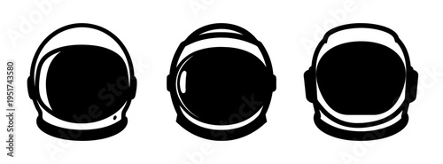 Black and white astronaut helmet vector art illustration graphic design element clip art image for print