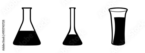 Laboratory glassware vector illustration featuring test tubes and flasks for scientific research