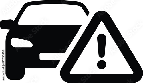 Car warning sign indicating potential vehicle malfunction or hazard ahead