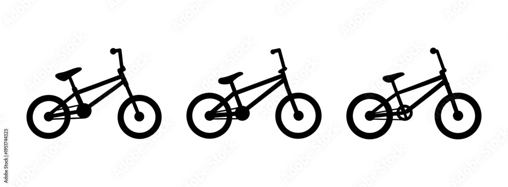 Fototapeta premium Explore bmx bikes vector art three bmx bicycles illustration for extreme sports and urban cycling design