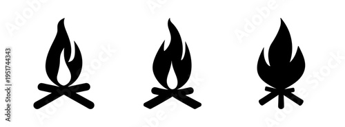 Campfire flames silhouette vector art illustration for outdoor adventure and camping design element needs