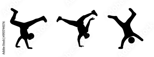 Handstand poses vector art: gymnastics, acrobatics, balancing, fitness, and strength training exercise poses