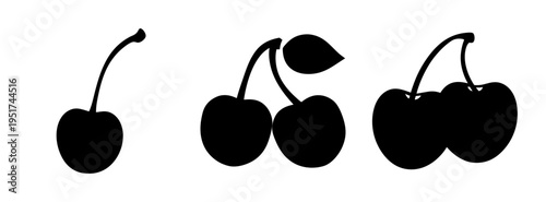 Isolated black cherry vector illustration fresh fruit cherries drawing simple design silhouette sweet food