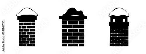 Illustration of winter chimney snow caps brick structures vector design element clip art graphic image