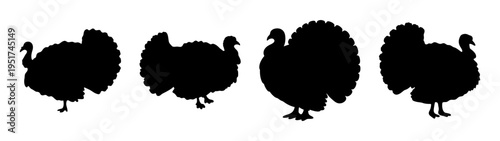 Turkey silhouette thanksgiving clip art vector illustration holiday season autumn fall design cut file template