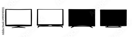 Modern flat screen television set vector illustration showcasing different tv display types and stands