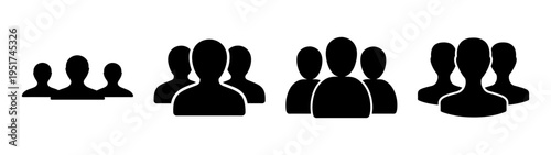 Black silhouette group of people vector illustration for team building and leadership concept design