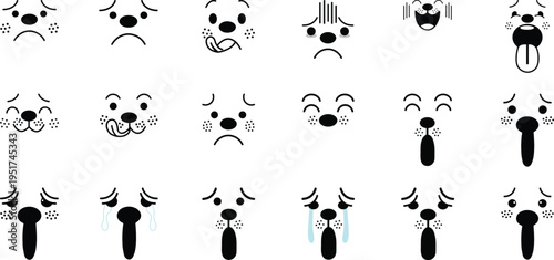 Collection of various sad and depressed cartoon faces and silhouettes