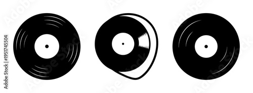 Three vintage vinyl records vector illustration for music lovers and collectors design asset