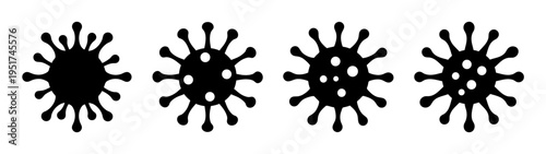 Black and white virus cell illustration vector design for medical and science projects