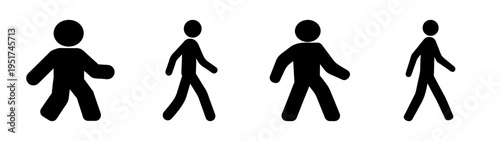 Stick figure walking silhouettes vector illustration simple people drawing design art graphic icon