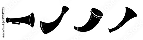 Vector megaphone horn sound design illustration black and white communication loud speaker graphic art