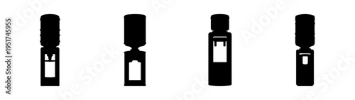 Explore different water cooler dispenser types black and white vector illustration design set image