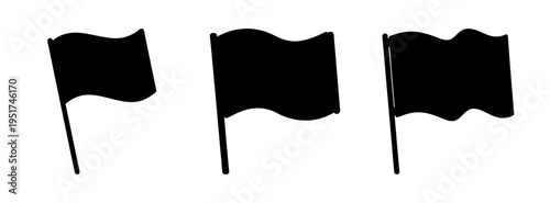 Download black flag vector art three flags waving in the wind banner design graphic element set