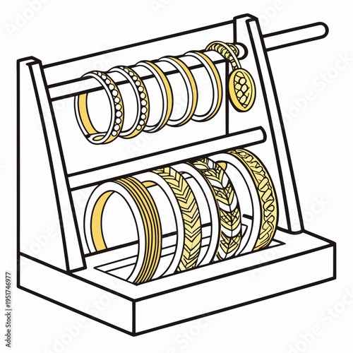 Gold and White Jewelry Display Rack gold jewelry white background