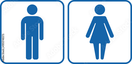 A graphic illustration of male and female restroom signs on a white background