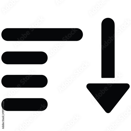 List Downward Arrow UI Icon Minimalist Vector Template