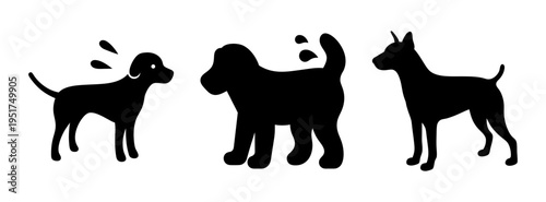 Three dogs silhouettes vector art illustration for pet lovers and dog owners graphic design needs
