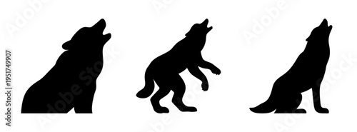 Silhouette howling wolf vector graphics pack for wildlife enthusiasts and animal lovers design needs