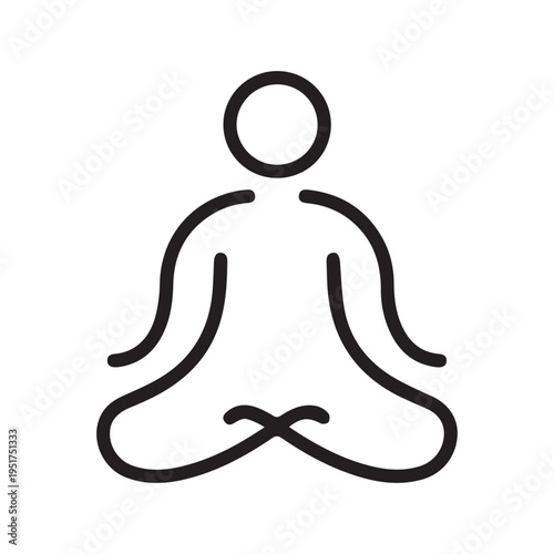 Meditation, Yoga Line Icon. Man Sitting in Lotus Position Linear Pictogram. Time to Relax Concept. Mental and Body Calm Outline Icon. Isolated Vector Illustration. Pro Vector