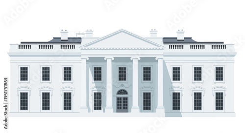 Illustration of the White House in a minimalist style with a white background