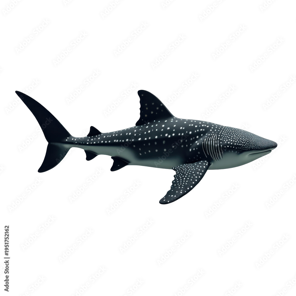 Fototapeta premium Majestic Whale Shark Swimming Gracefully in Clear Ocean Waters on transparent background