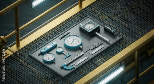 Precision Measuring Instruments on Industrial Platform.