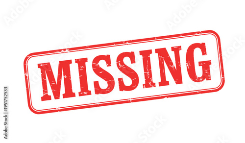 Red Missing Stamp on White Background for Alerting Purposes