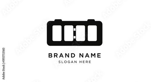 Minimalist logo design featuring a stylized battery icon with four cells.