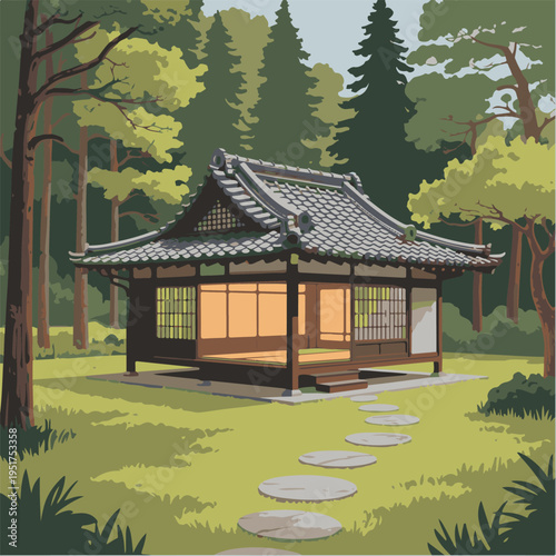 Minimalist paper craft origami plant pots with botanical green leaves vector design