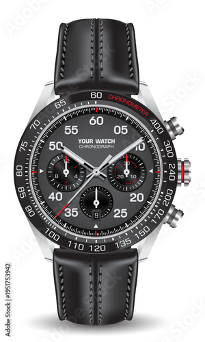 Blsck leather chronograph