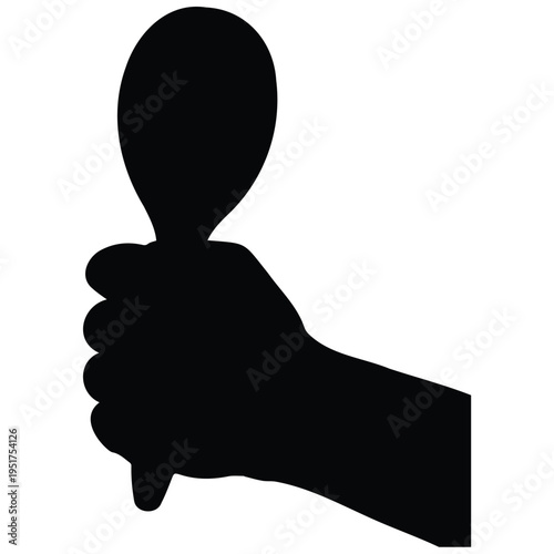 Black silhouette of a hand giving a thumbs down gesture on white background