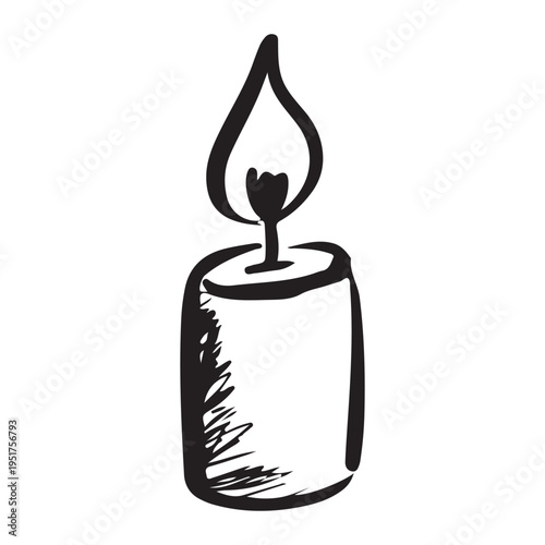 Hand-Drawn Lit Candle Doodle Vector Illustration