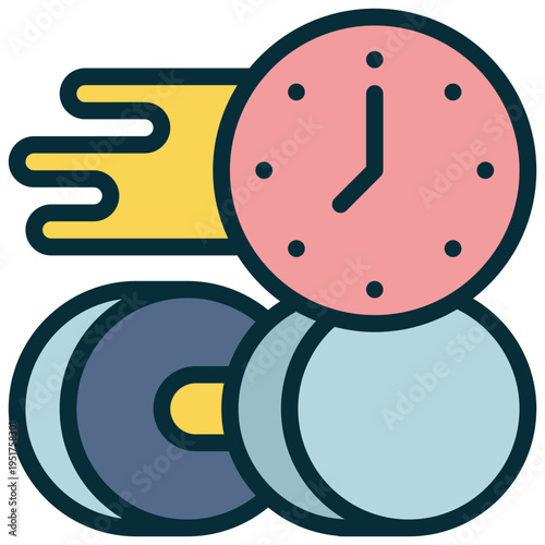 dumbbell exercise gym body weight muscle time filled outline icon