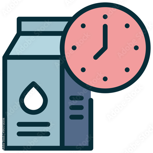 drinking milk box watch clock time filled outline icon