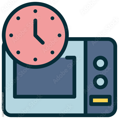 microwave cooking baked watch time food filled outline icon