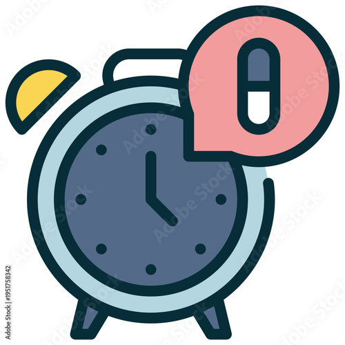 ringing alarm clock watch drug time health filled outline icon