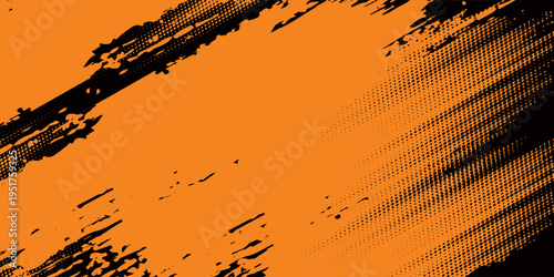 orange black brush Car sticker wrap pattern banner abstract sporty lines black orange color combination grunge brush modern pattern racing motorsport design. vector illustration.